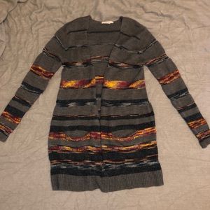 Used Dark Grey Striped Cardigan